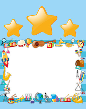 Paper template with stars and instruments background