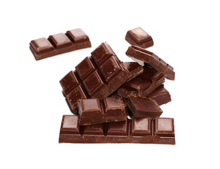 chocolate bars isolated on white background