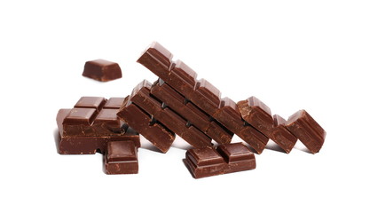 chocolate bars isolated on white background