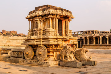 Stone chariot at the Vittalla temple, Hampi, Karnataka, India
