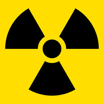 The illustration represents the symbol of radiation, product sign and radioactive debris. Ideal for catalogs of institutional materials