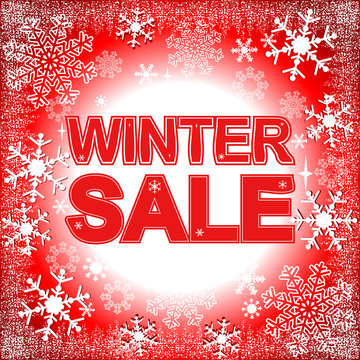 Winter Sale on a bright Background with Snowflakes.