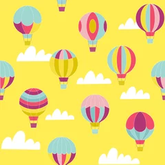 Deurstickers Luchtballon Patroon met hete luchtballon