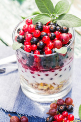 Healthy diet muesli colorful fresh fruit