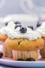 Sweet delicious muffins cream cranberries