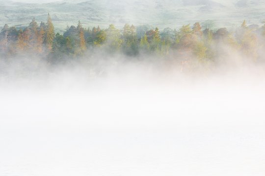 Light and fog at Loch Tulla, Highlands, Scotland, united kingdom