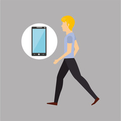 character bubble speech with smartphone vector illustration eps 10