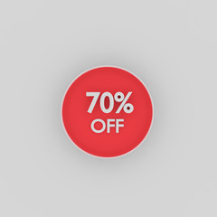 3D rendering of seventy percent off red sign