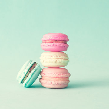 Vintage Pastel Colored French Macarons