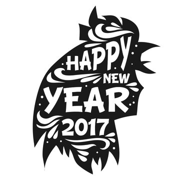 Happy new year 2017. Chinese typography poster with cock.
