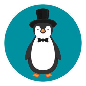 penguin in top hat and bow tie