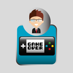 Fototapeta na wymiar happy businessman game boy network media icon vector illustration eps 10