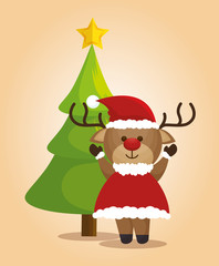 reindeer animal christmas icon vector illustration design