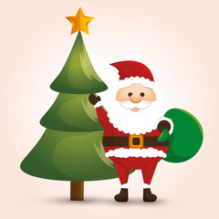 happy merry christmas santa claus character vector illustration design