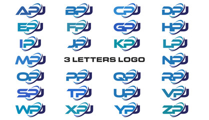 3 letters modern generic swoosh logo APJ, BPJ, CPJ, DPJ, EPJ, FPJ, GPJ, HPJ, IPJ, JPJ, KPJ, LPJ, MPJ, NPJ, OPJ, PPJ, QPJ, RPJ, SPJ, TPJ, UPJ, VPJ, WPJ, XPJ, YPJ, ZPJ