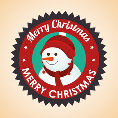 happy merry christmas snowman character vector illustration design