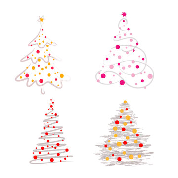 Vector illustration abstract Christmas Tree set