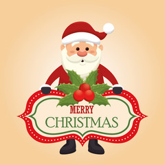 happy merry christmas santa claus character vector illustration design