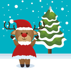 reindeer animal christmas icon vector illustration design