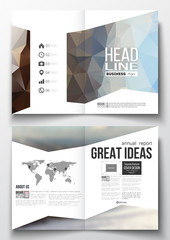 Set of business templates for brochure, magazine, flyer, booklet or annual report. Abstract colorful polygonal backdrop, blurred background, modern stylish triangle vector texture