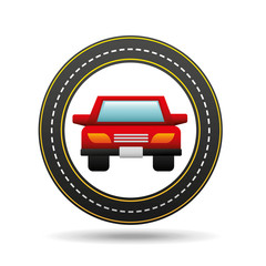 Obraz premium red car front circle road way design vector illustration eps 10
