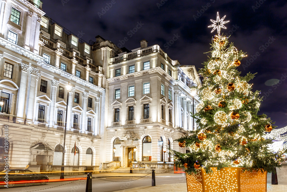 Poster christmas tree on waterloo place in 2016, london