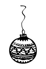 Christmas ornament, zentangle style sketch