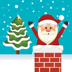 happy merry christmas santa claus character vector illustration design