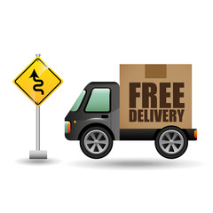 free delivery truck traffic road sign vector illustration eps 10