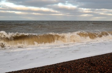 coast norfolk sea waves winter 