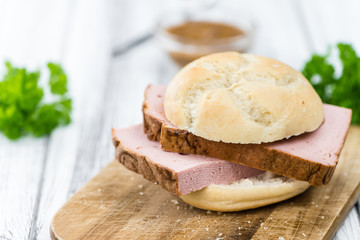 Leberkaese (selective focus)