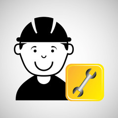 construction worker wrench tool graphic vector illustration eps 10