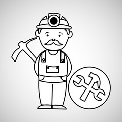 mine worker pickaxe with tools vector illustration eps 10