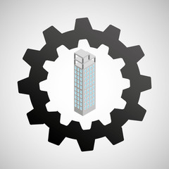 Obraz premium under construction gear building design vector illustration eps 10