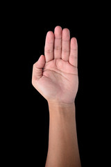 Fototapeta premium hand up isolated on black