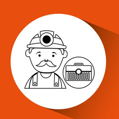 mine worker pickaxe with tool box vector illustration eps 10