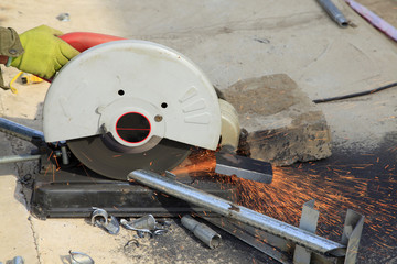 The construction site, the worker is working