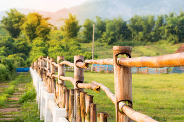old bamboo fences in farm
