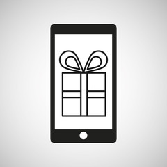 smartphone e-commerce gift box graphic vector illustration eps 10