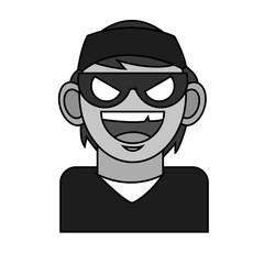 Hacker icon. Security system warning protection and danger theme. Isolated design. Vector illustration