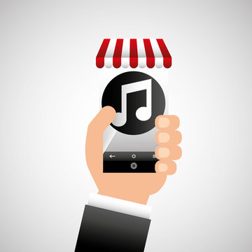 hand holding e-shopping music design vector illustration eps 10