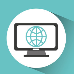 computer device globe network icon vector illustration eps 10