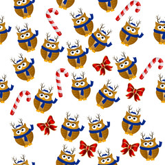 Obraz premium christmas owl in santa hat