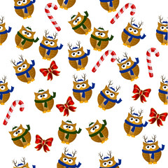 Fototapeta premium christmas owl in santa hat