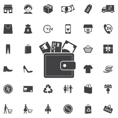 Wallet icon, modern flat design on the white background