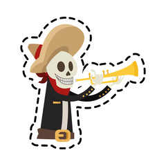 male skull with hat icon. Mexican culture landmark and latin theme. Isolated design. Vector illustration