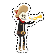 male skull with hat icon. Mexican culture landmark and latin theme. Isolated design. Vector illustration