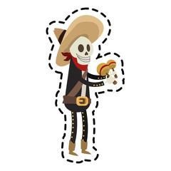 male skull with hat icon. Mexican culture landmark and latin theme. Isolated design. Vector illustration