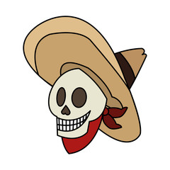 male skull with hat icon. Mexican culture landmark and latin theme. Isolated design. Vector illustration