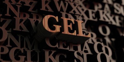 Gel - Wooden 3D rendered letters/message.  Can be used for an online banner ad or a print postcard.